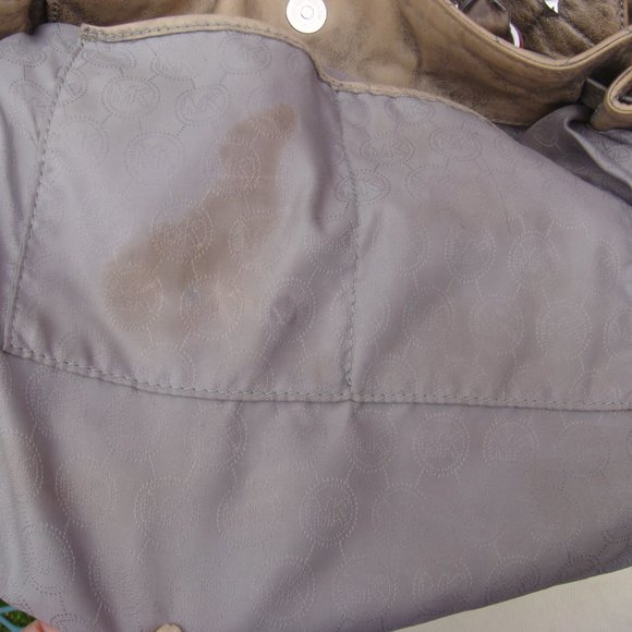 MICHAEL Kors Hamilton Studded Quilted Metallic Distressed Leather Gold/Silver - Picture 12 of 12